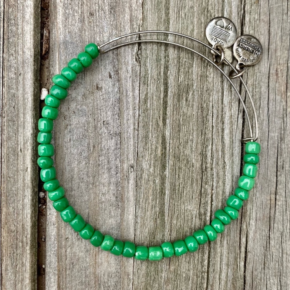 Retired Alex & Ani Green Beaded Bangle Bracelet